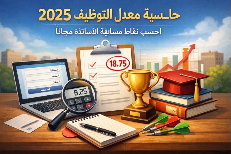 حاسبة معدل التوظيف 2025 | احسب نقاط مسابقة الأساتذة مجاناً