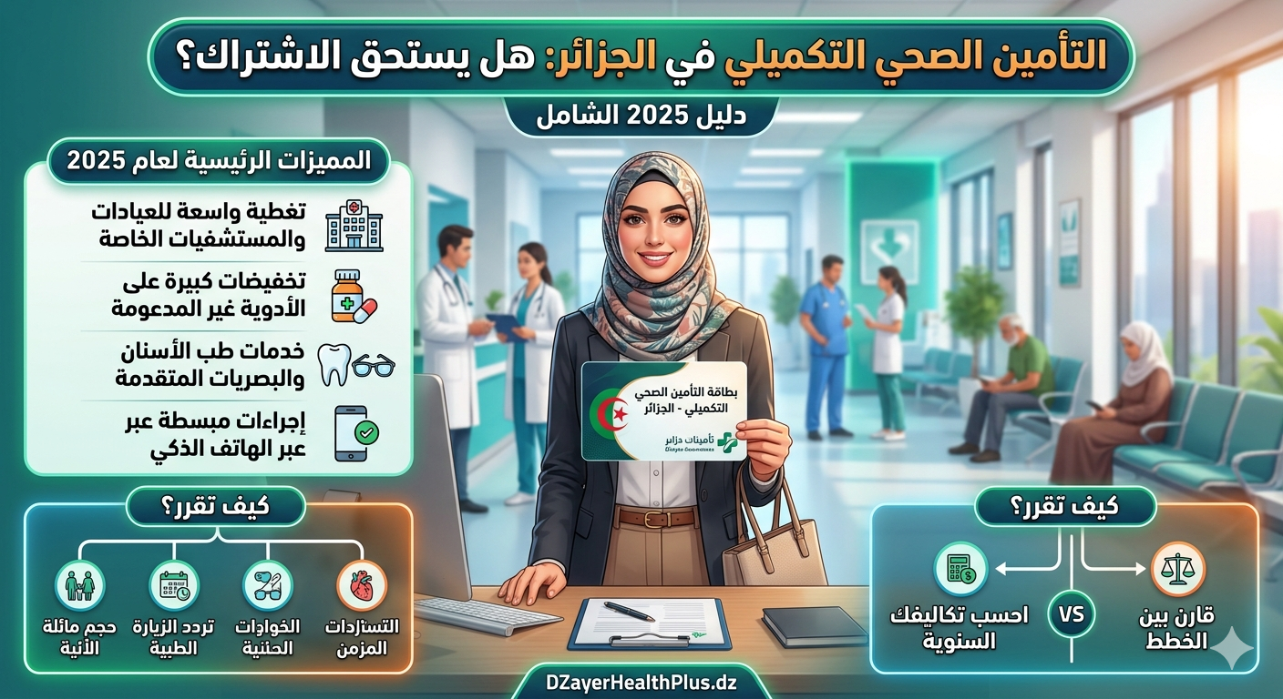 التأمين الصحي التكميلي في الجزائر — هل يستحق الاشتراك؟ دليل 2025