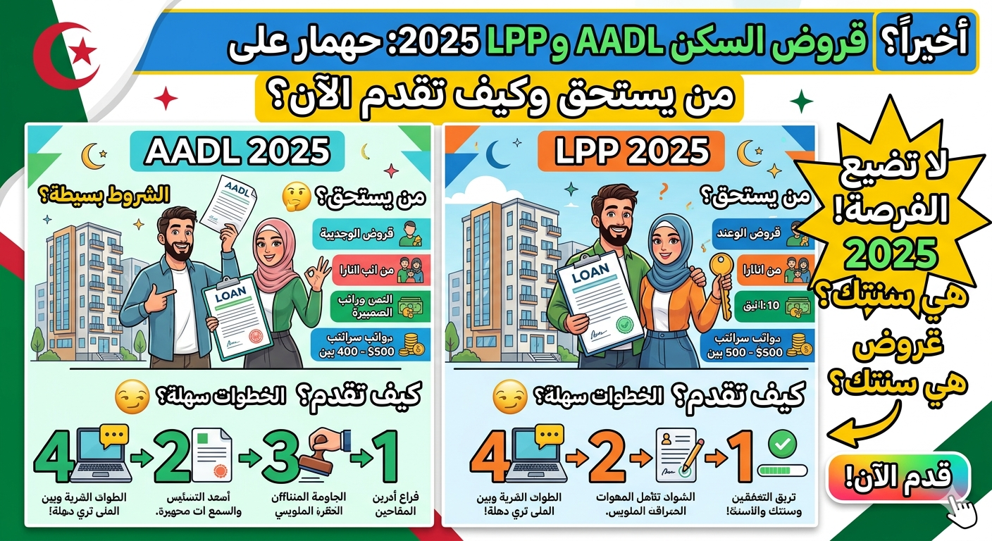 قرض السكن AADL و LPP 2025 – من يستحق وكيف تقدم الآن؟