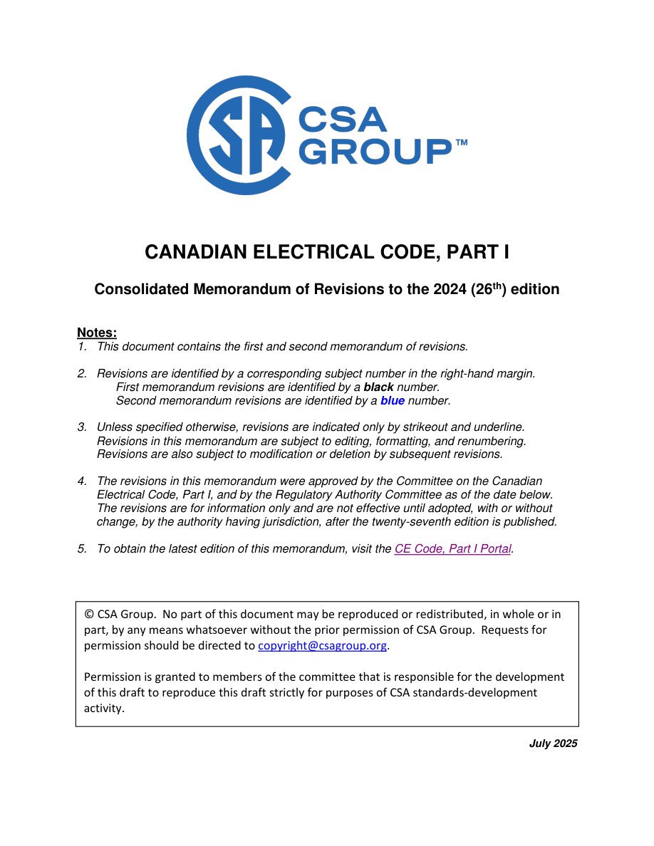 CSA MOR 26-2 — CE Code 2024 Revisions
