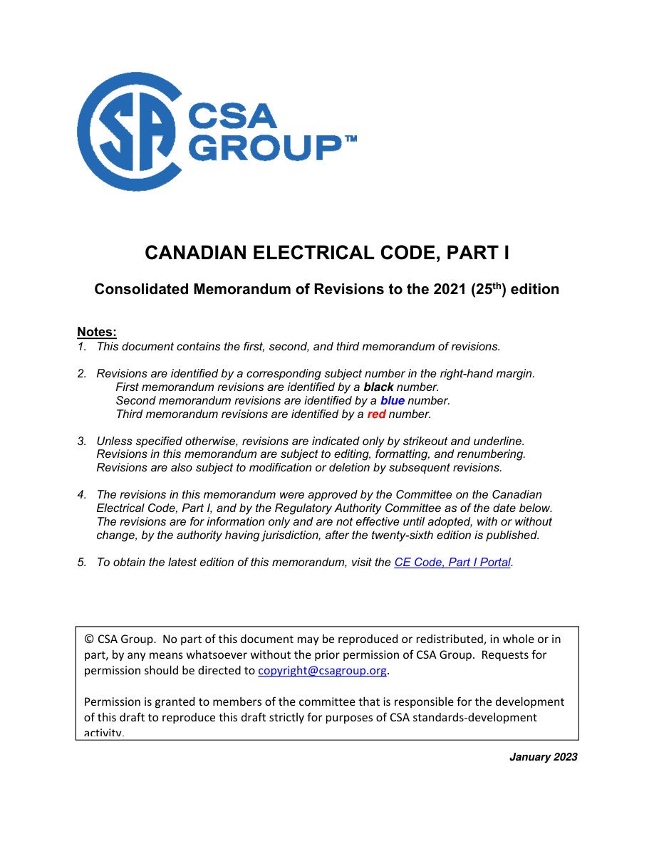 CSA MOR — Consolidated Revisions to CE Code C22.1:21 (R1.1)