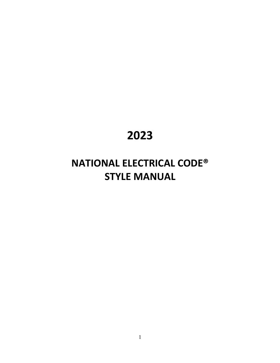 NEC Style Manual 2023 (Reference for Code Drafters)