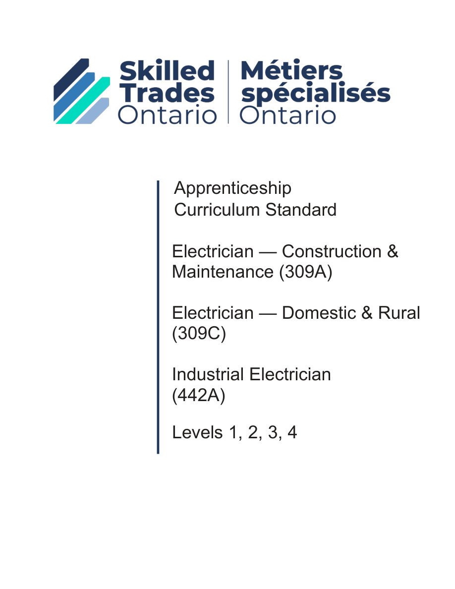 Ontario Electrical Trades Curriculum 309A / 309C / 442A