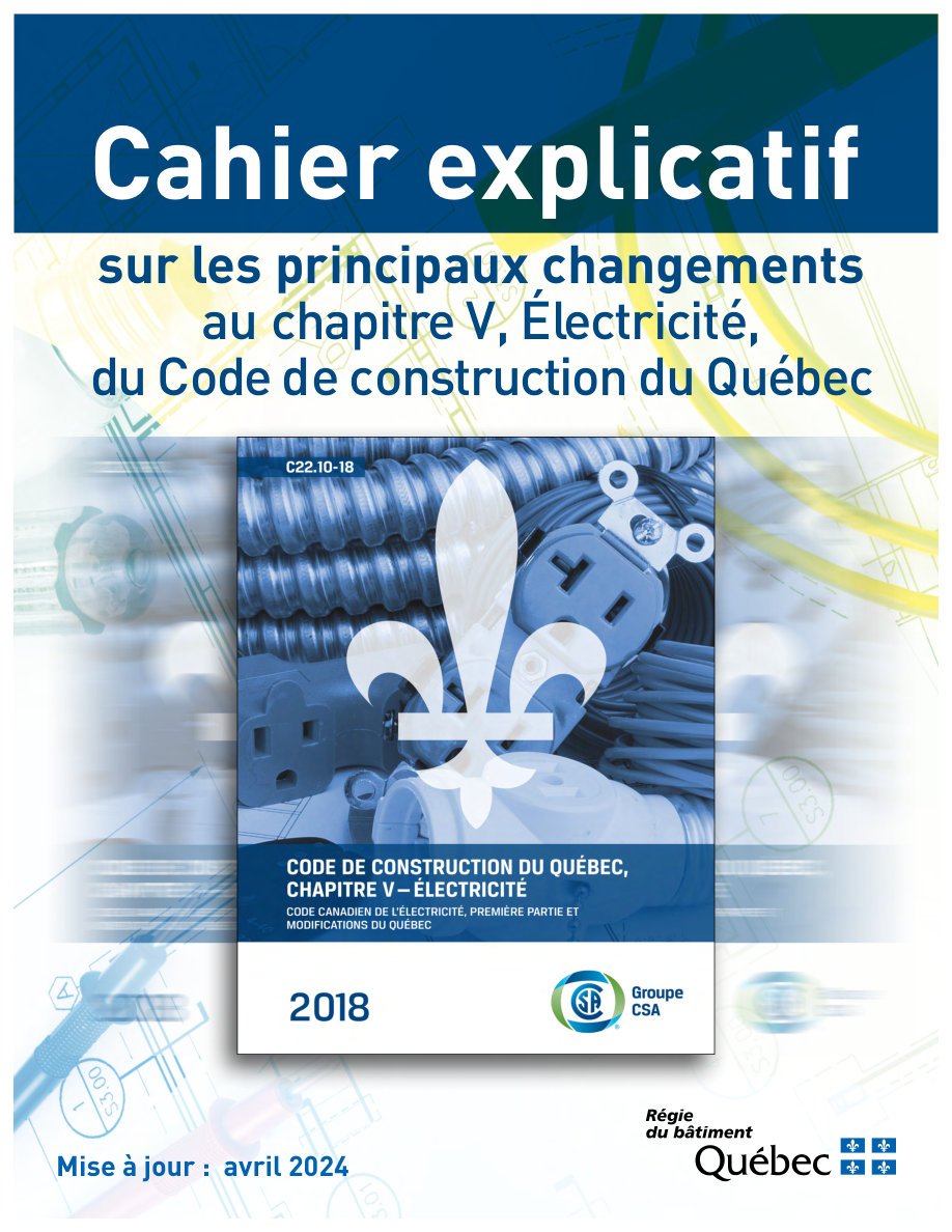 RBQ — Cahier explicatif des changements électriques (2024 update)
